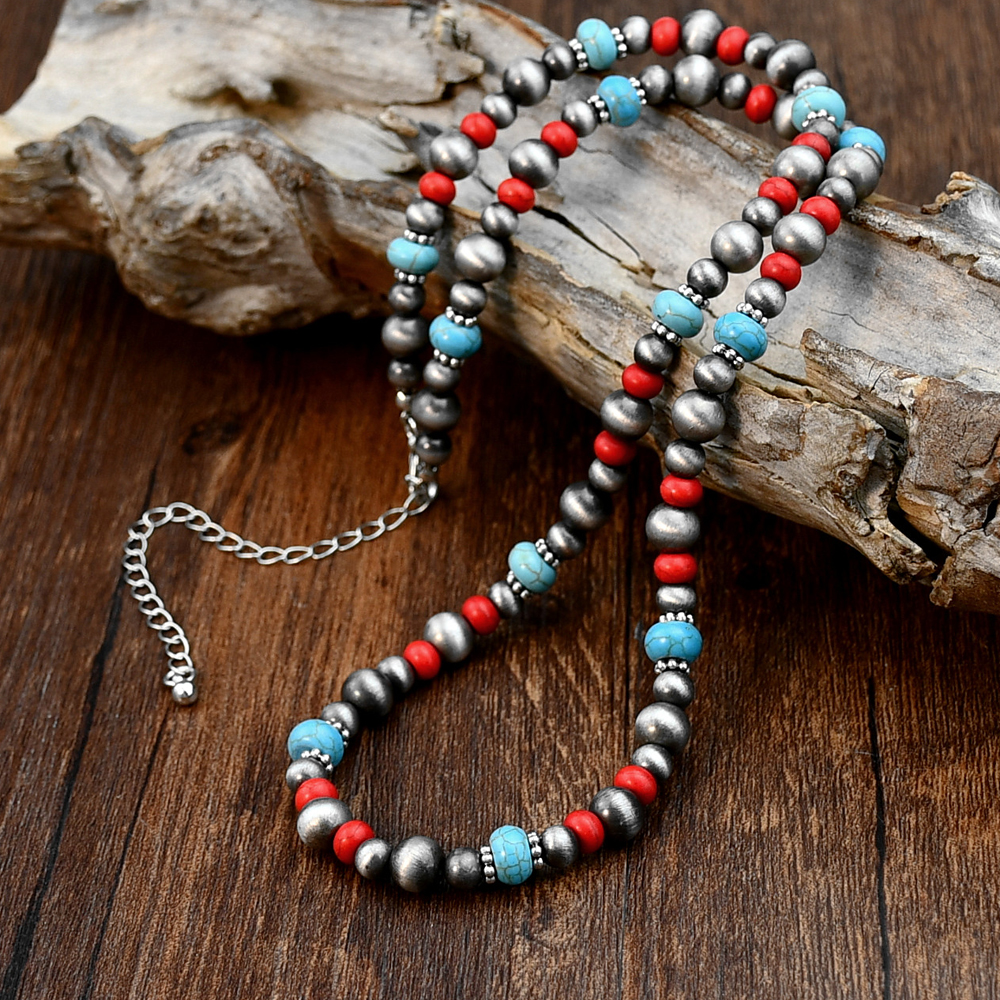 Vintage Style Handmade Ethnic Style Color Block Alloy Plastic Beaded Handmade Women's Necklace display picture 1