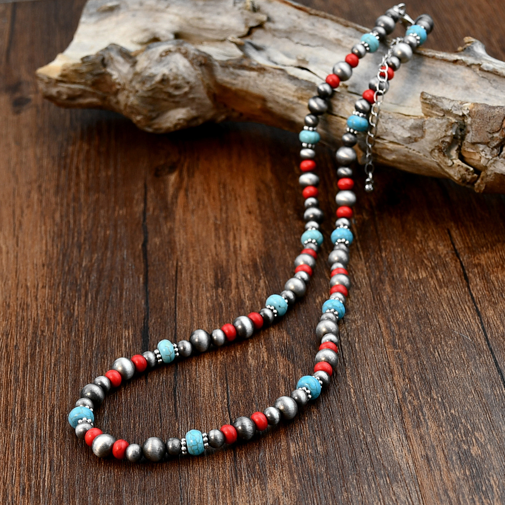 Vintage Style Handmade Ethnic Style Color Block Alloy Plastic Beaded Handmade Women's Necklace display picture 5