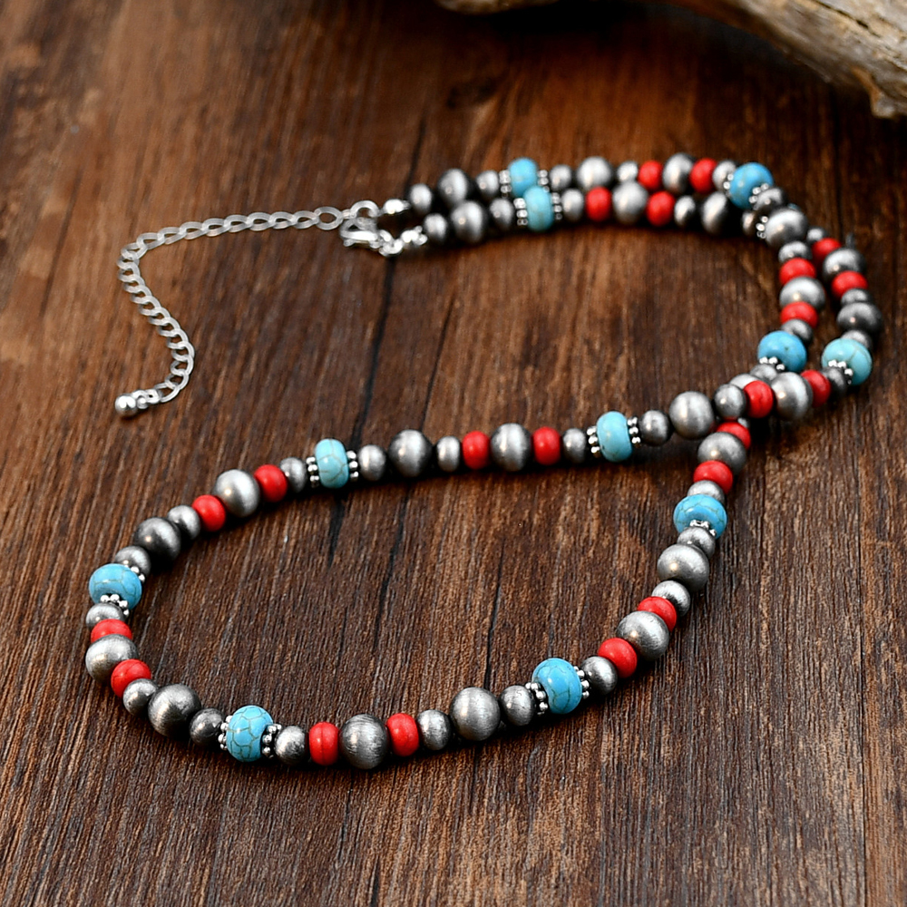 Vintage Style Handmade Ethnic Style Color Block Alloy Plastic Beaded Handmade Women's Necklace display picture 2