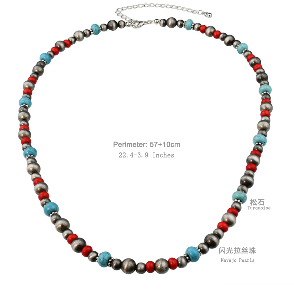 Vintage Style Handmade Ethnic Style Color Block Alloy Plastic Beaded Handmade Women's Necklace display picture 3