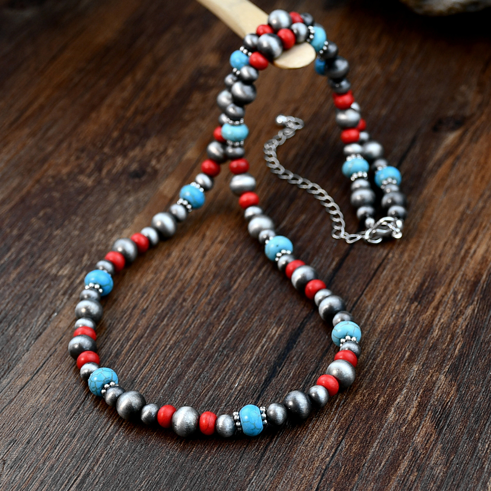 Vintage Style Handmade Ethnic Style Color Block Alloy Plastic Beaded Handmade Women's Necklace display picture 4