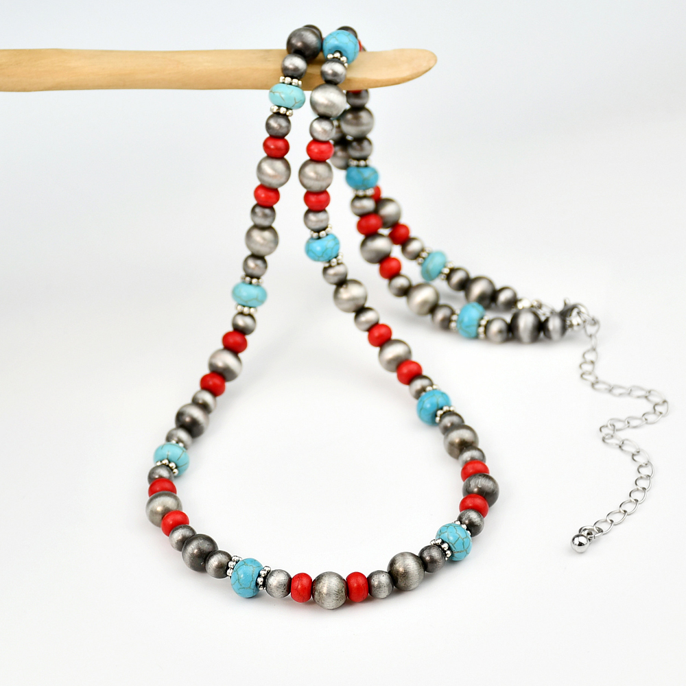 Vintage Style Handmade Ethnic Style Color Block Alloy Plastic Beaded Handmade Women's Necklace display picture 6