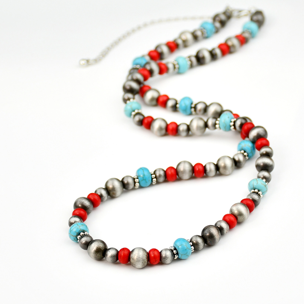 Vintage Style Handmade Ethnic Style Color Block Alloy Plastic Beaded Handmade Women's Necklace display picture 8