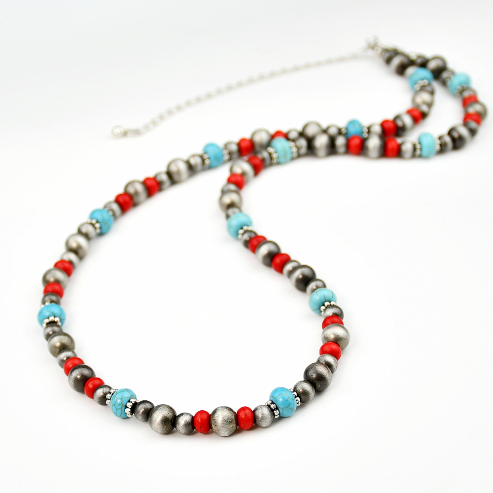 Vintage Style Handmade Ethnic Style Color Block Alloy Plastic Beaded Handmade Women's Necklace display picture 7