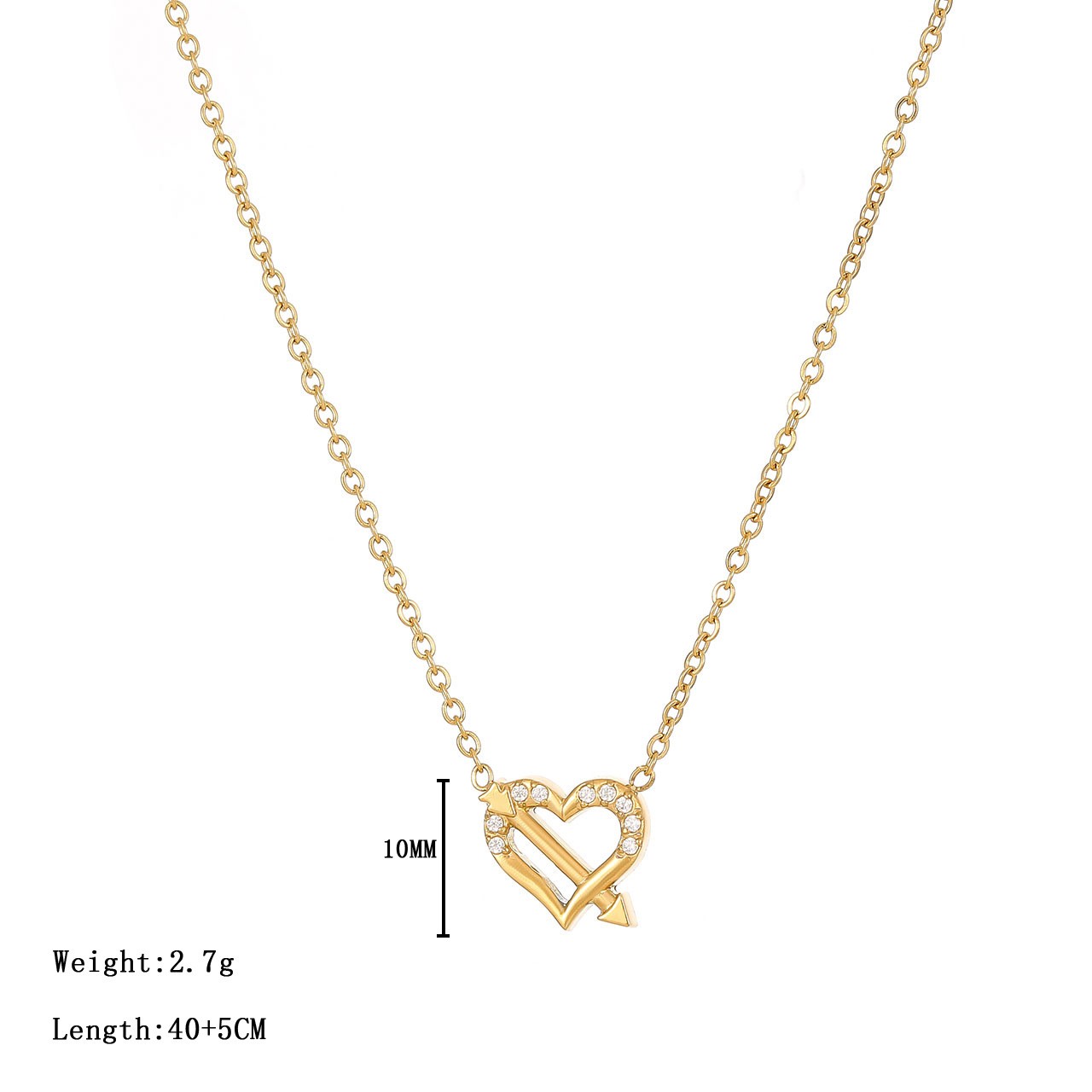 Simple Style Heart Shape Stainless Steel Plating Inlay Zircon White Gold Plated Gold Plated Pendant Necklace display picture 1
