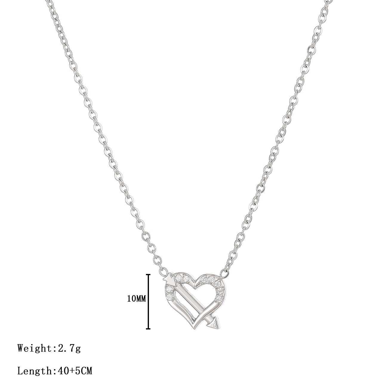 Simple Style Heart Shape Stainless Steel Plating Inlay Zircon White Gold Plated Gold Plated Pendant Necklace display picture 2