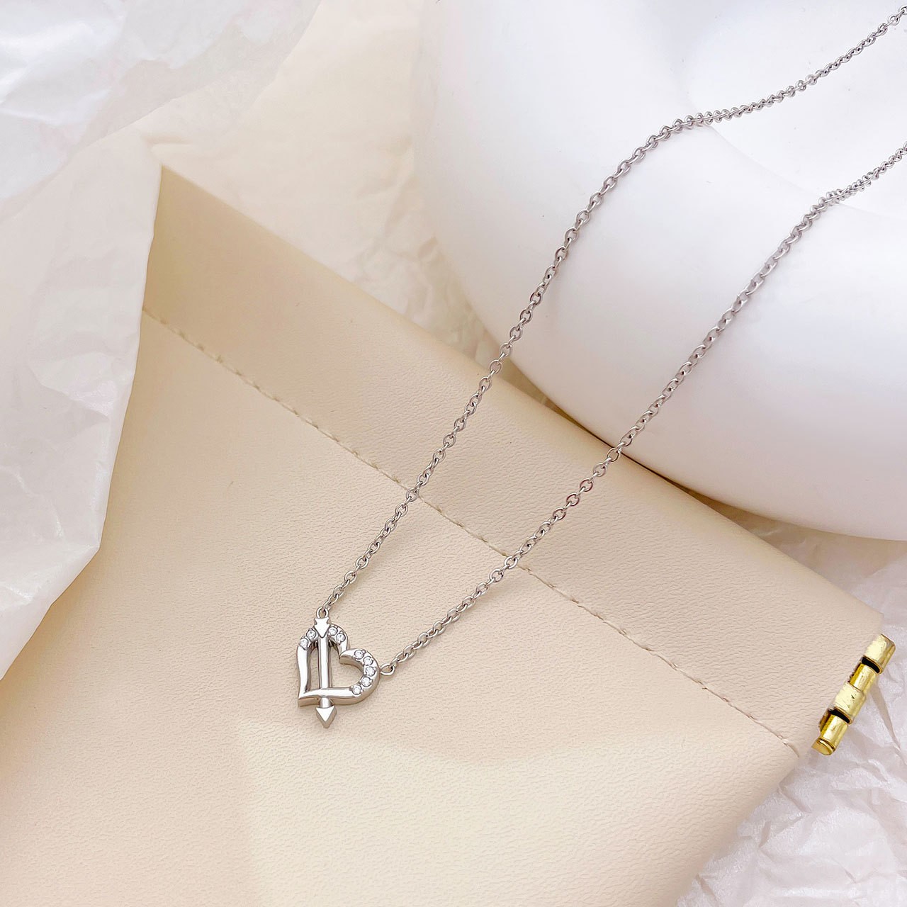 Simple Style Heart Shape Stainless Steel Plating Inlay Zircon White Gold Plated Gold Plated Pendant Necklace display picture 3
