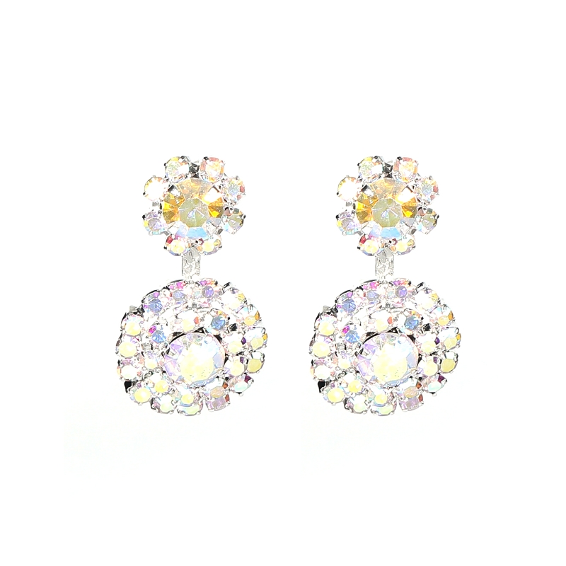 Wholesale Jewelry Shiny Flower Rhinestone Rhinestones Silver Plated Plating Inlay Drop Earrings display picture 2