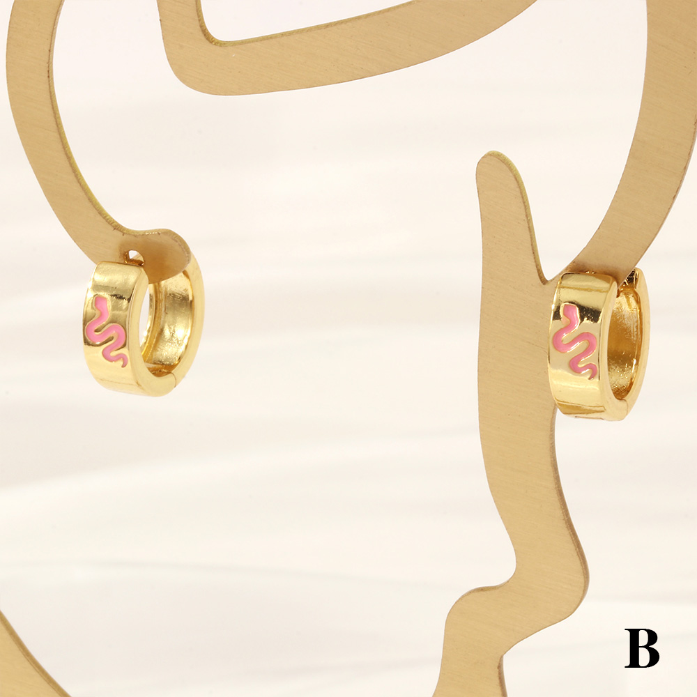 1 Pair Retro Simple Style Cross Snake Wine Glass Enamel Plating Copper 18k Gold Plated Hoop Earrings display picture 9