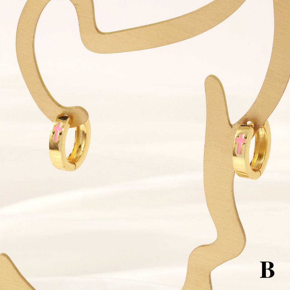 1 Pair Retro Simple Style Cross Snake Wine Glass Enamel Plating Copper 18k Gold Plated Hoop Earrings display picture 15