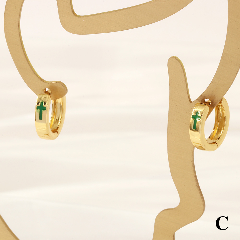 1 Pair Retro Simple Style Cross Snake Wine Glass Enamel Plating Copper 18k Gold Plated Hoop Earrings display picture 14
