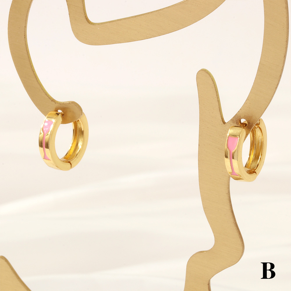 1 Pair Retro Simple Style Cross Snake Wine Glass Enamel Plating Copper 18k Gold Plated Hoop Earrings display picture 24