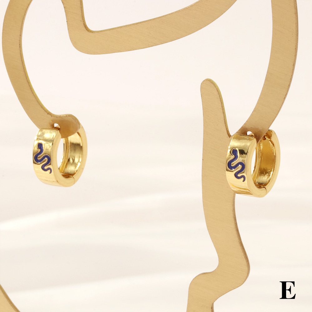 1 Pair Retro Simple Style Cross Snake Wine Glass Enamel Plating Copper 18k Gold Plated Hoop Earrings display picture 11