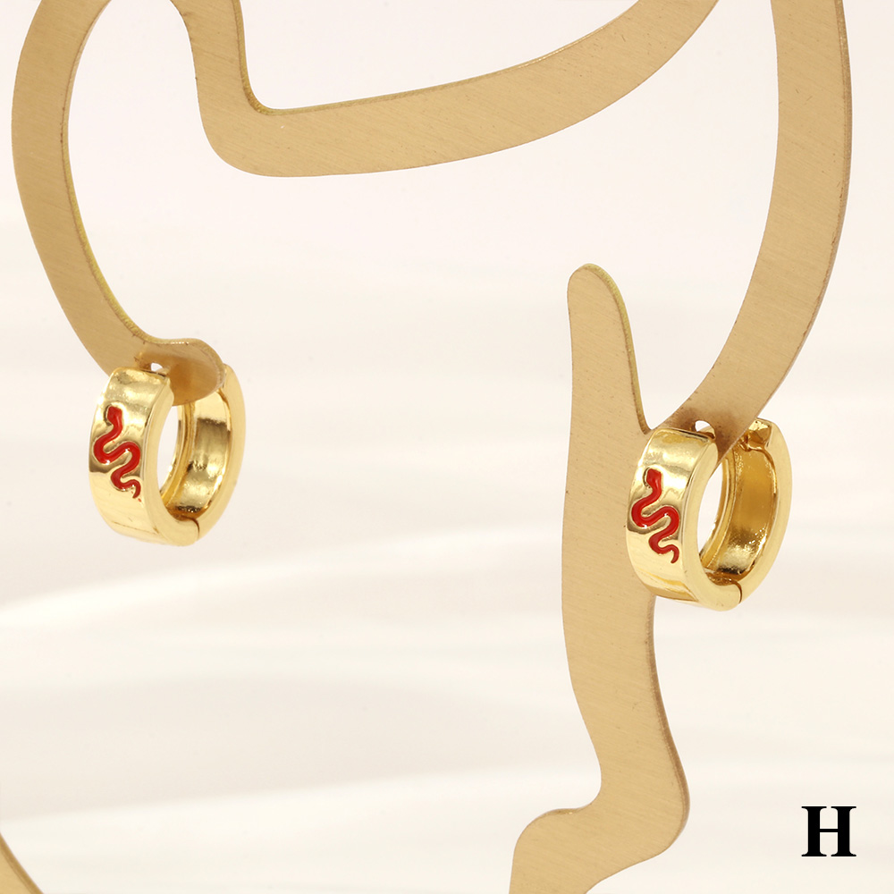 1 Pair Retro Simple Style Cross Snake Wine Glass Enamel Plating Copper 18k Gold Plated Hoop Earrings display picture 8
