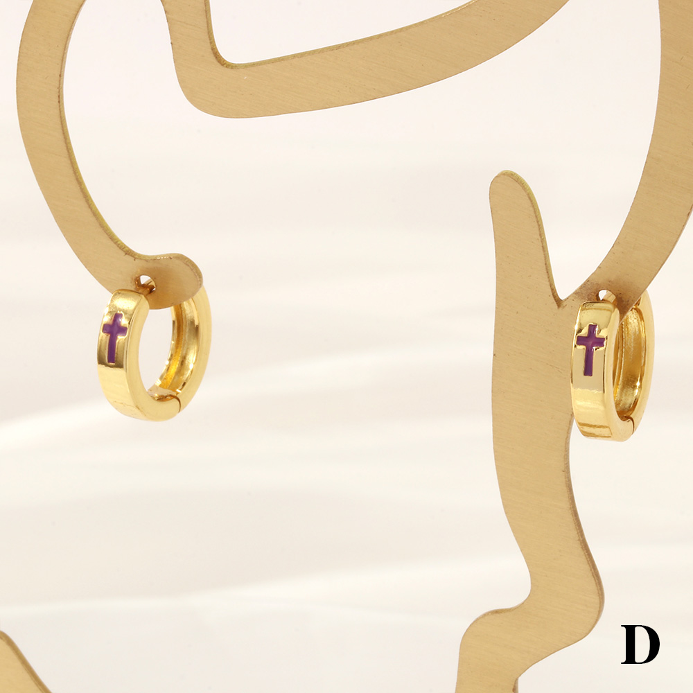 1 Pair Retro Simple Style Cross Snake Wine Glass Enamel Plating Copper 18k Gold Plated Hoop Earrings display picture 16