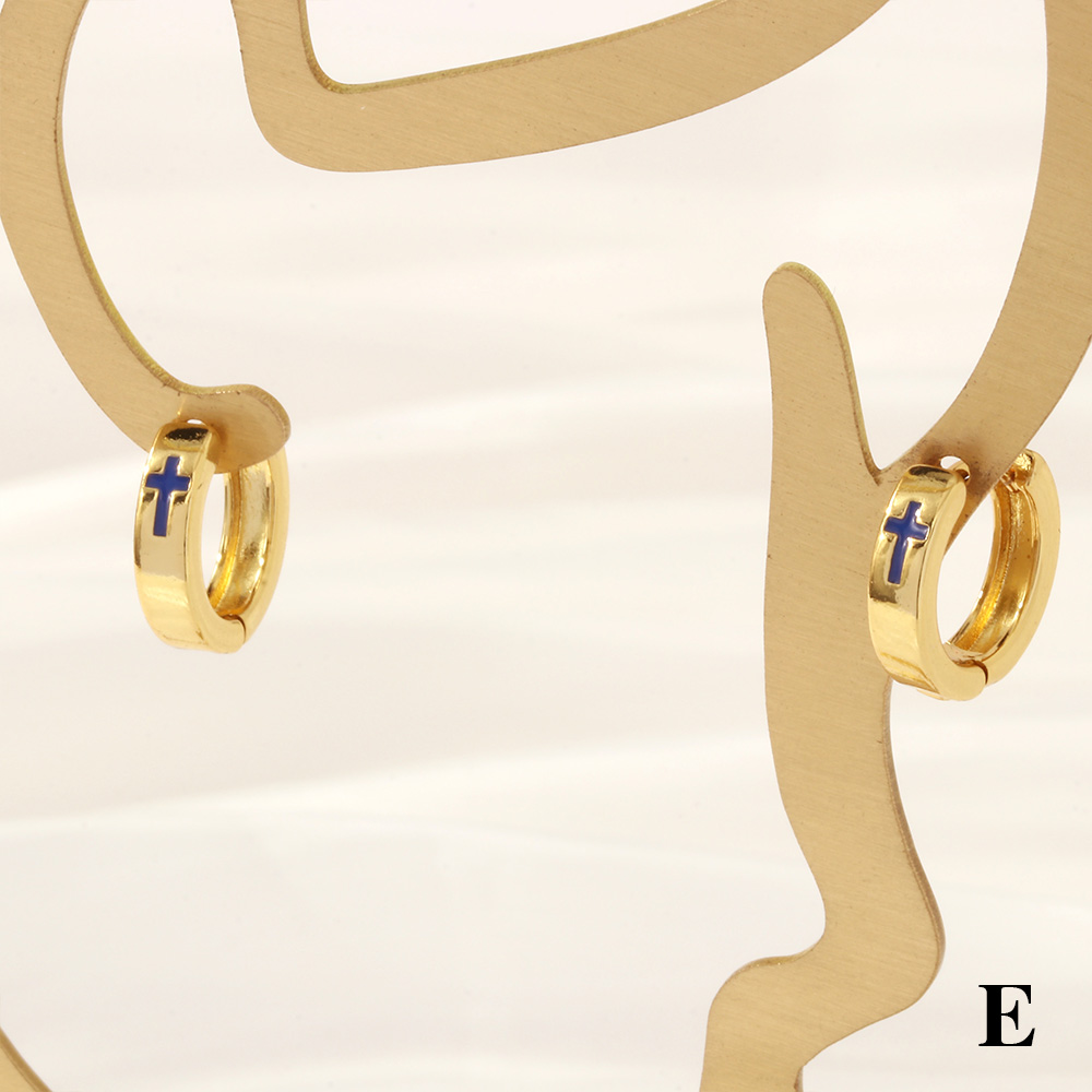 1 Pair Retro Simple Style Cross Snake Wine Glass Enamel Plating Copper 18k Gold Plated Hoop Earrings display picture 17