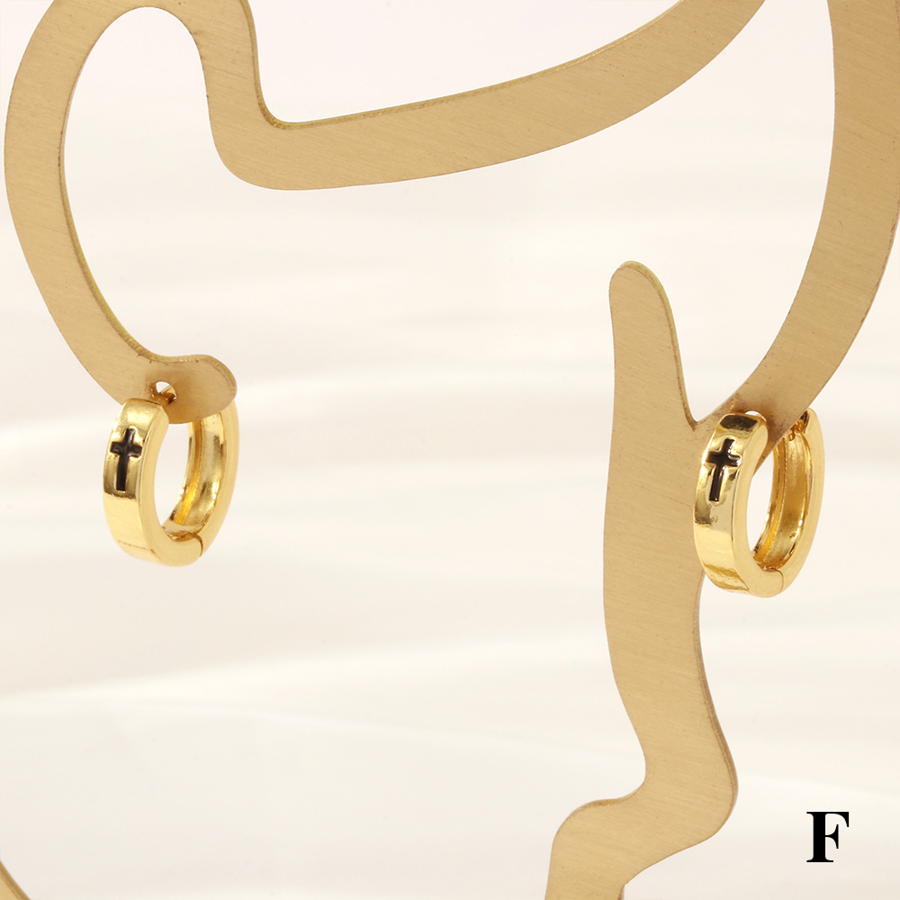 1 Pair Retro Simple Style Cross Snake Wine Glass Enamel Plating Copper 18k Gold Plated Hoop Earrings display picture 18