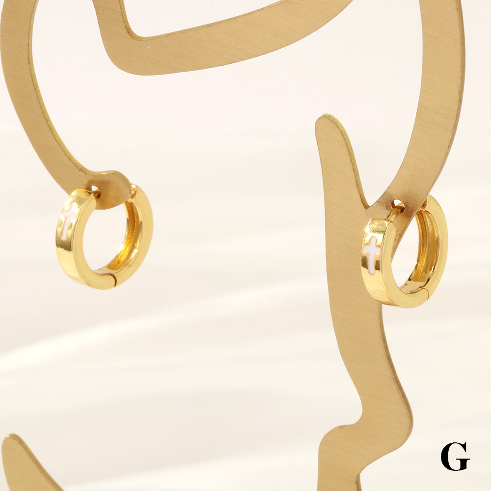 1 Pair Retro Simple Style Cross Snake Wine Glass Enamel Plating Copper 18k Gold Plated Hoop Earrings display picture 19