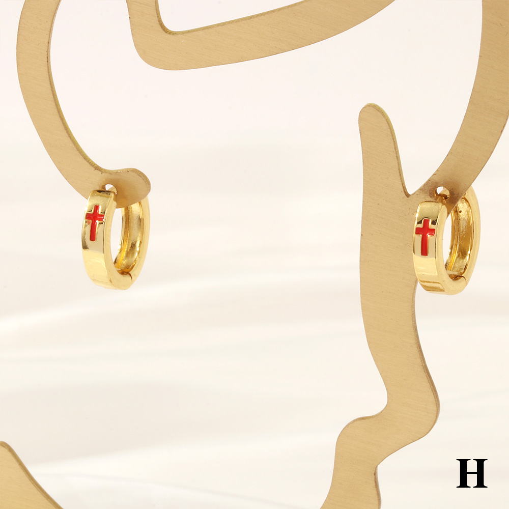 1 Pair Retro Simple Style Cross Snake Wine Glass Enamel Plating Copper 18k Gold Plated Hoop Earrings display picture 20