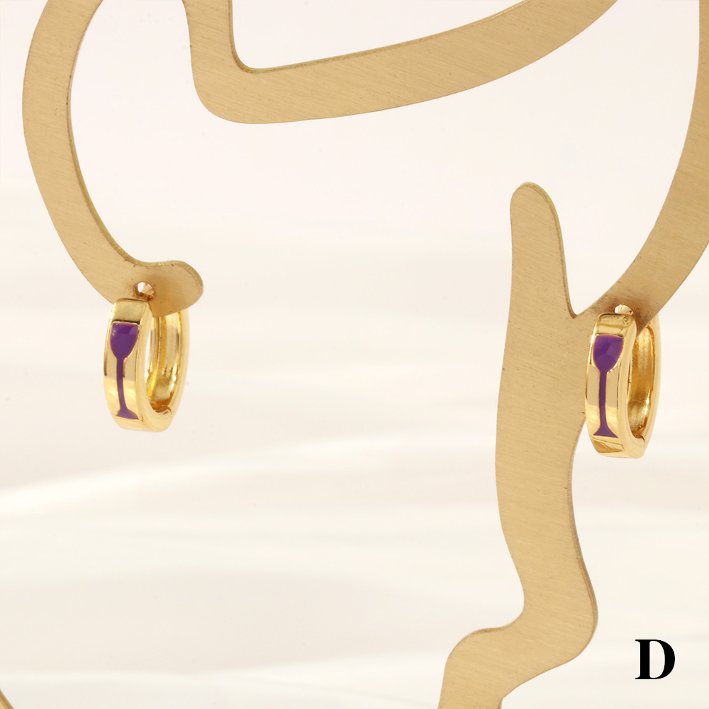 1 Pair Retro Simple Style Cross Snake Wine Glass Enamel Plating Copper 18k Gold Plated Hoop Earrings display picture 23