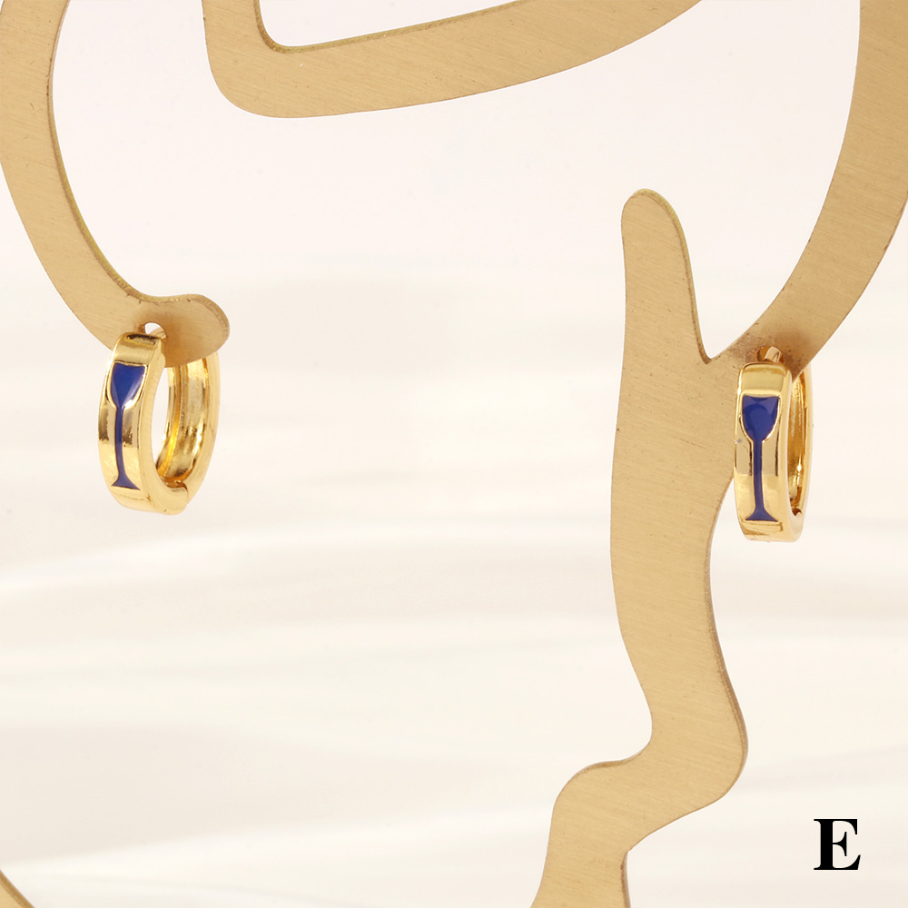 1 Pair Retro Simple Style Cross Snake Wine Glass Enamel Plating Copper 18k Gold Plated Hoop Earrings display picture 26