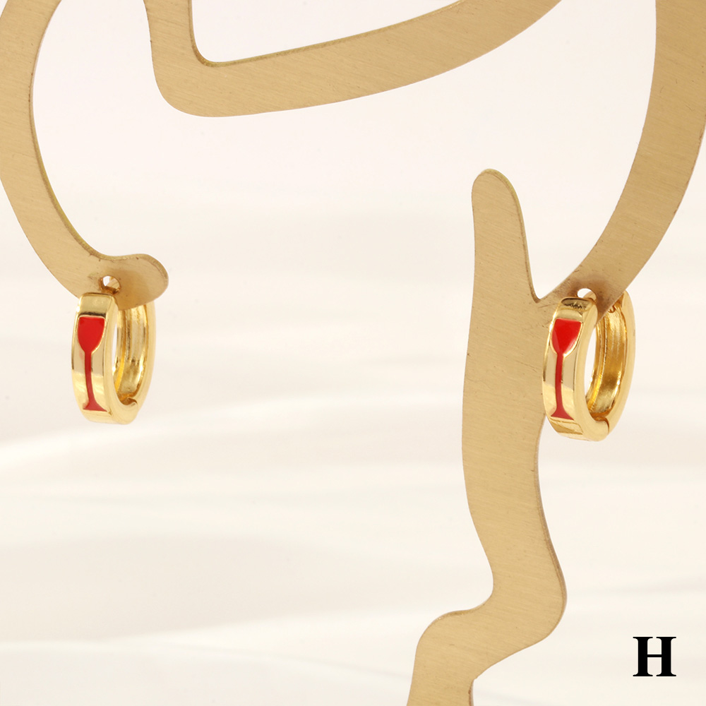 1 Pair Retro Simple Style Cross Snake Wine Glass Enamel Plating Copper 18k Gold Plated Hoop Earrings display picture 29