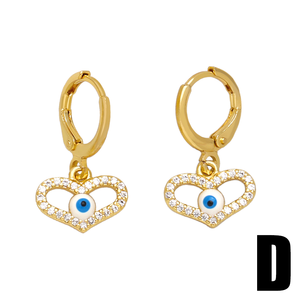 1 Pair Original Design Fashion Devil's Eye Hand Of Fatima Enamel Inlay Copper Zircon 18k Gold Plated Drop Earrings display picture 6