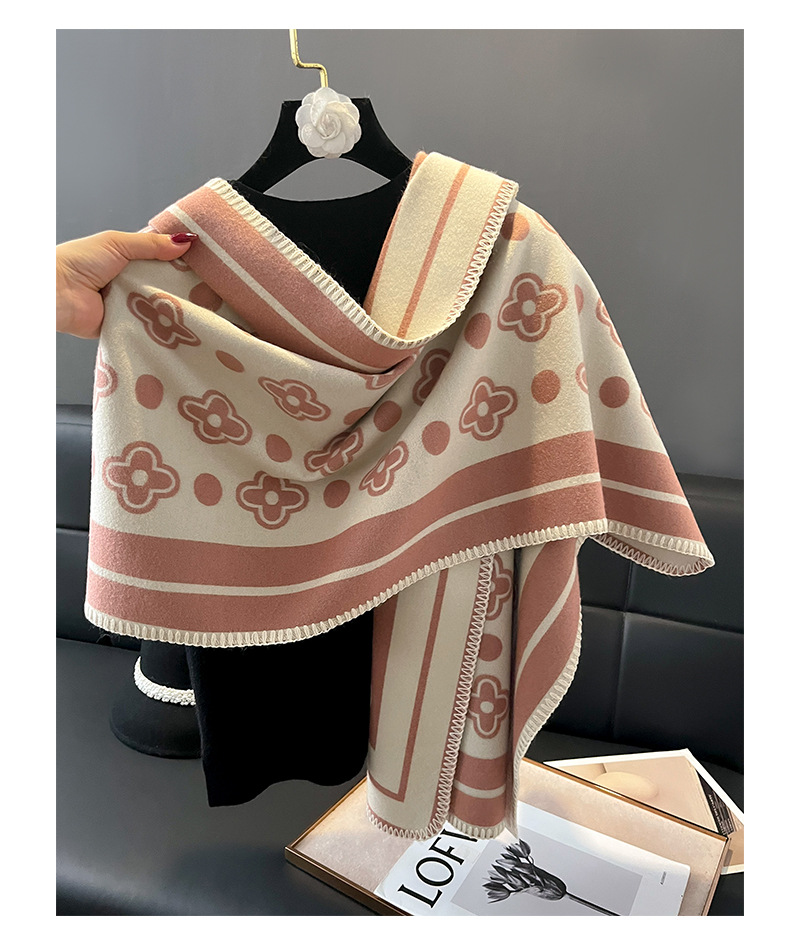 Women's Simple Style Flower Imitation Cashmere Scarf display picture 7