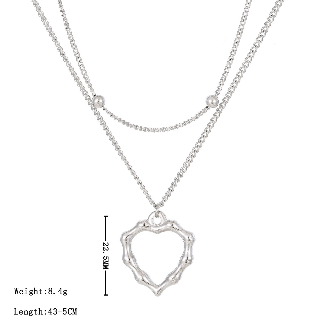 Simple Style Heart Shape Stainless Steel Plating Hollow Out White Gold Plated Gold Plated Double Layer Necklaces display picture 2