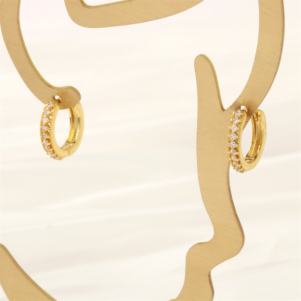 1 Paar Ig-stil Einfacher Stil Büroklammer Gräten Überzug Inlay Kupfer Zirkon 18 Karat Vergoldet Ohrringe display picture 7