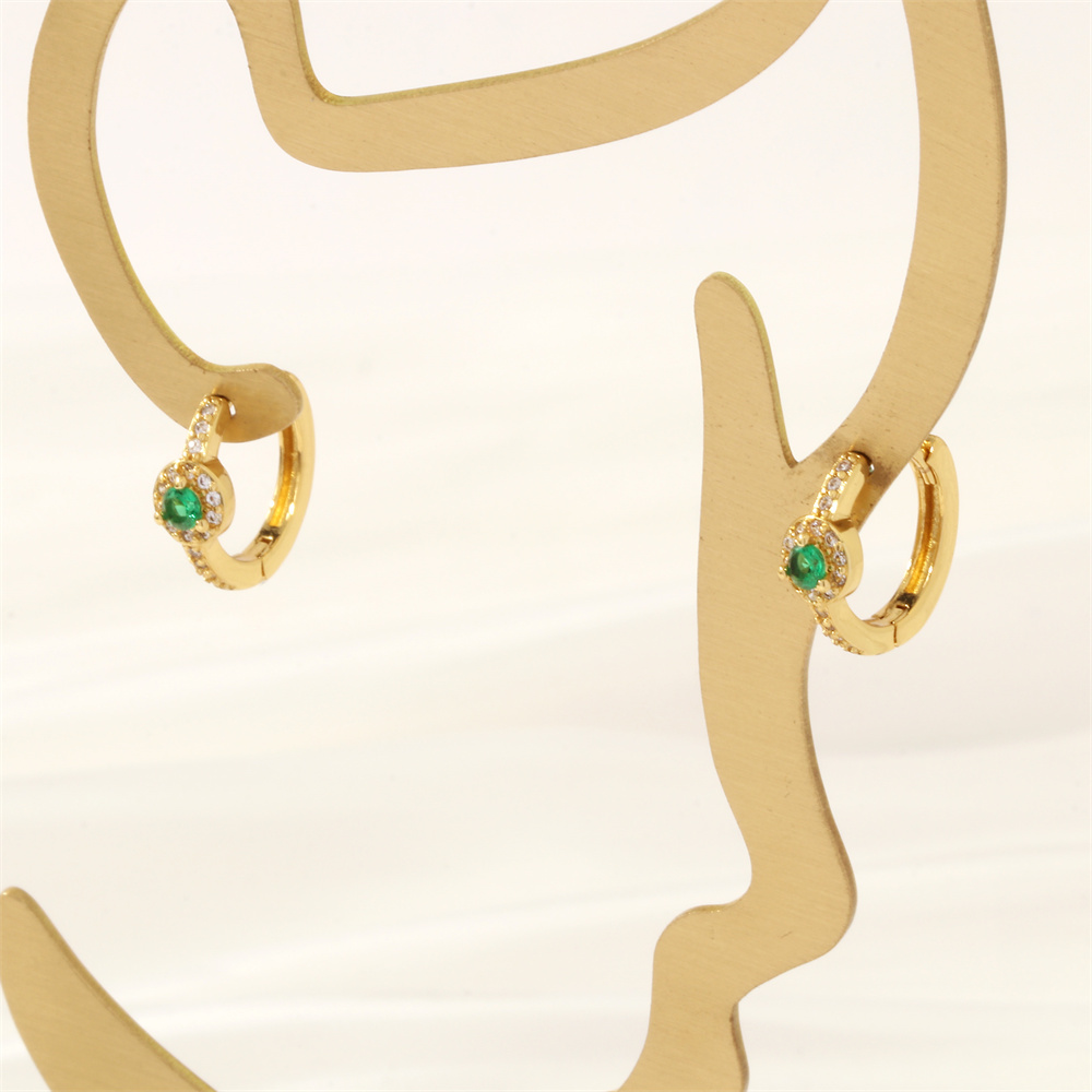 1 Paar Ig-stil Einfacher Stil Büroklammer Gräten Überzug Inlay Kupfer Zirkon 18 Karat Vergoldet Ohrringe display picture 9