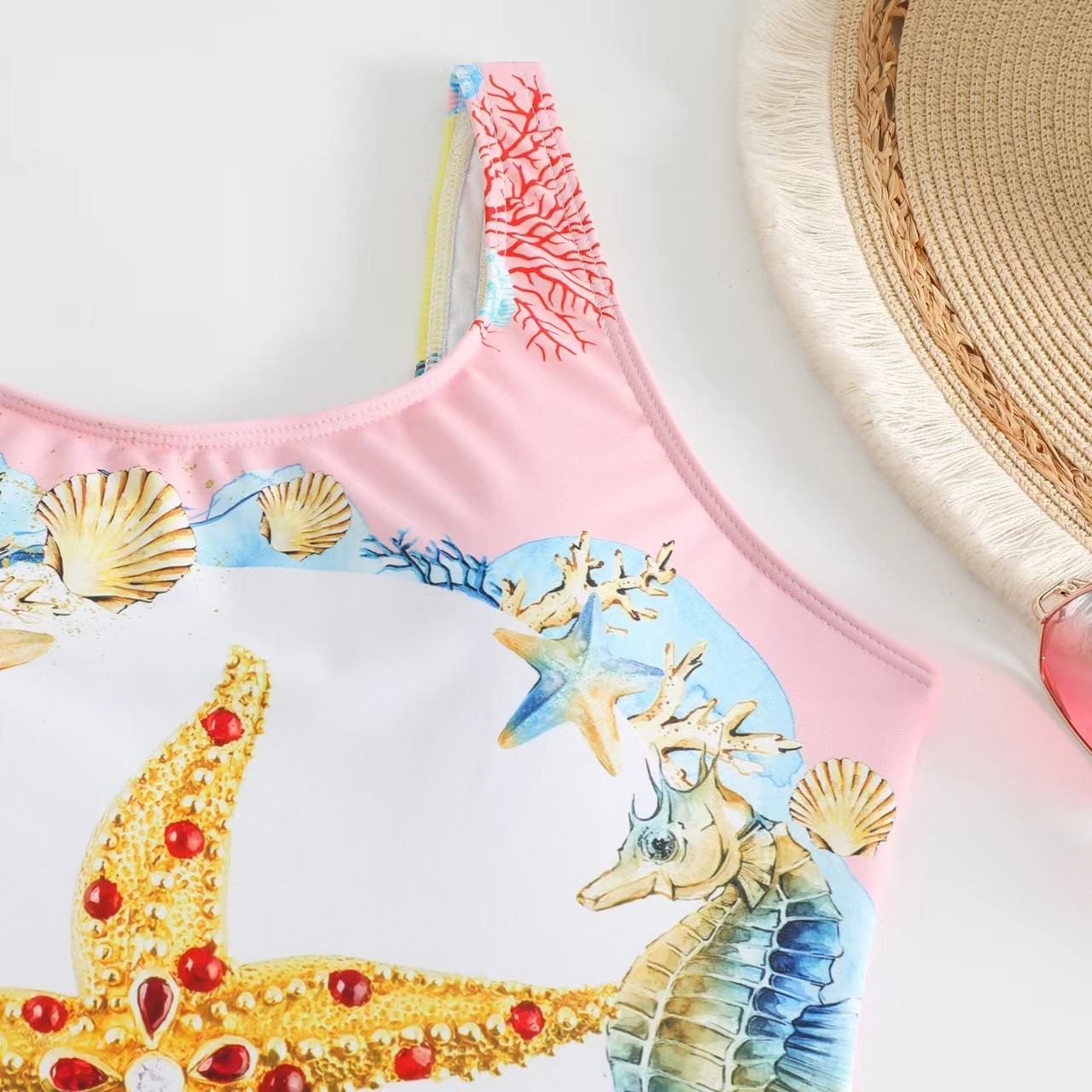 Femmes Sexy Starfish Hippocampe Fish Printing One Piece Maillots De Bain display picture 8