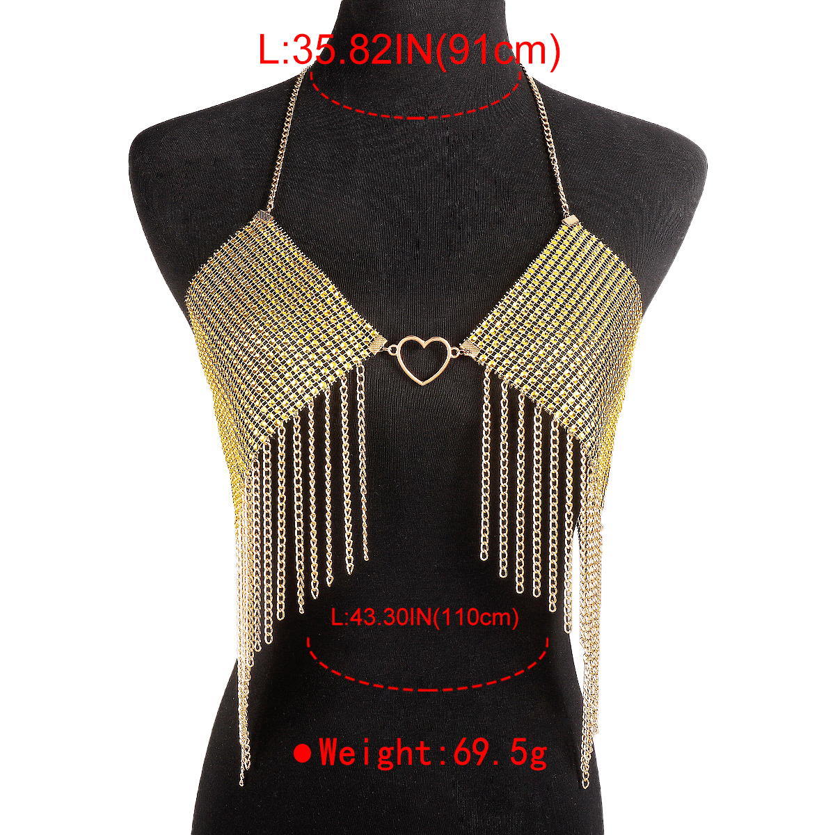 Exaggerated Sexy Solid Color Plastic Aluminum Tassel Inlay Rhinestones Women's Body Chain display picture 11