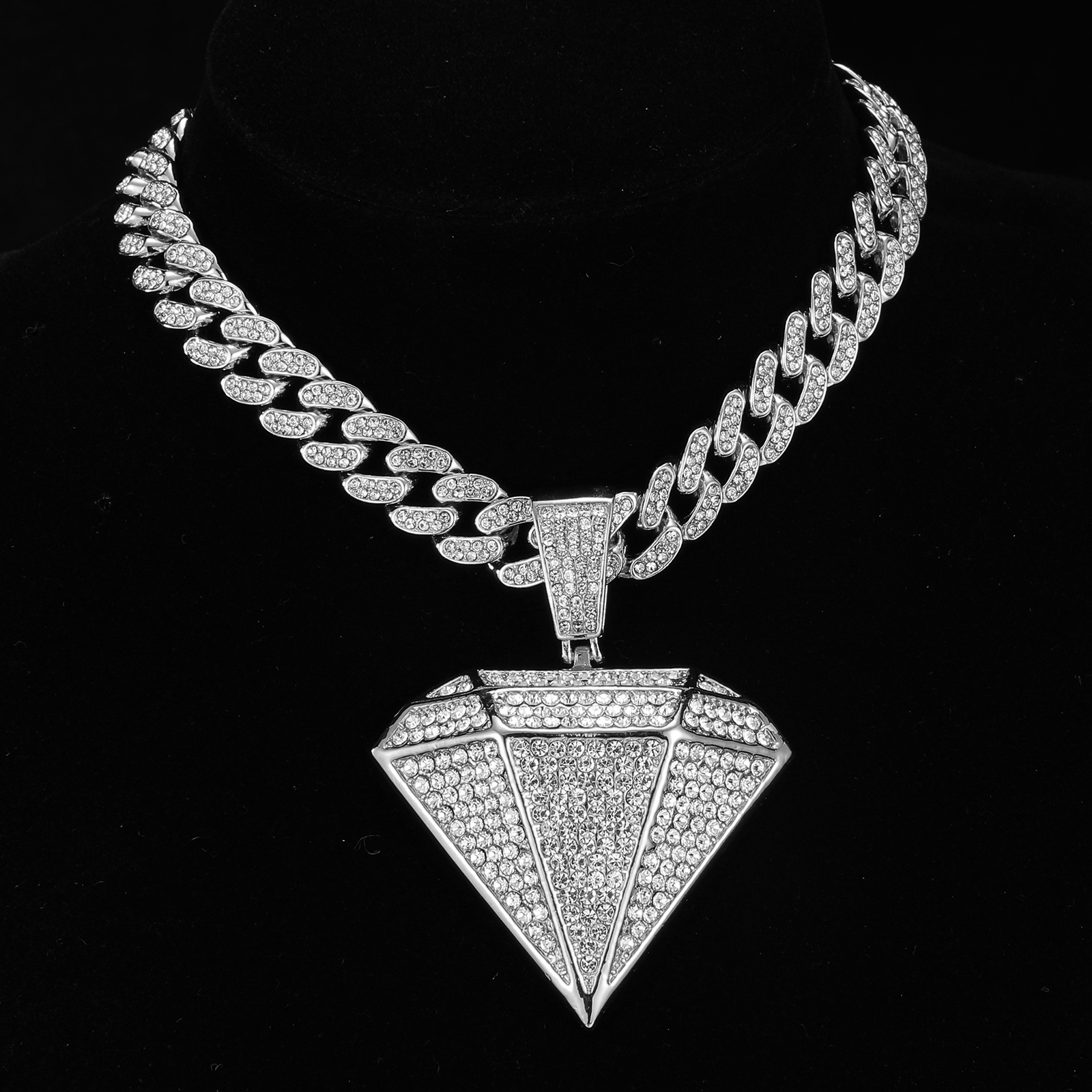 Hip Hop Joyas Acero Inoxidable Aleación Embutido Diamantes De Imitación Collar Colgante display picture 2