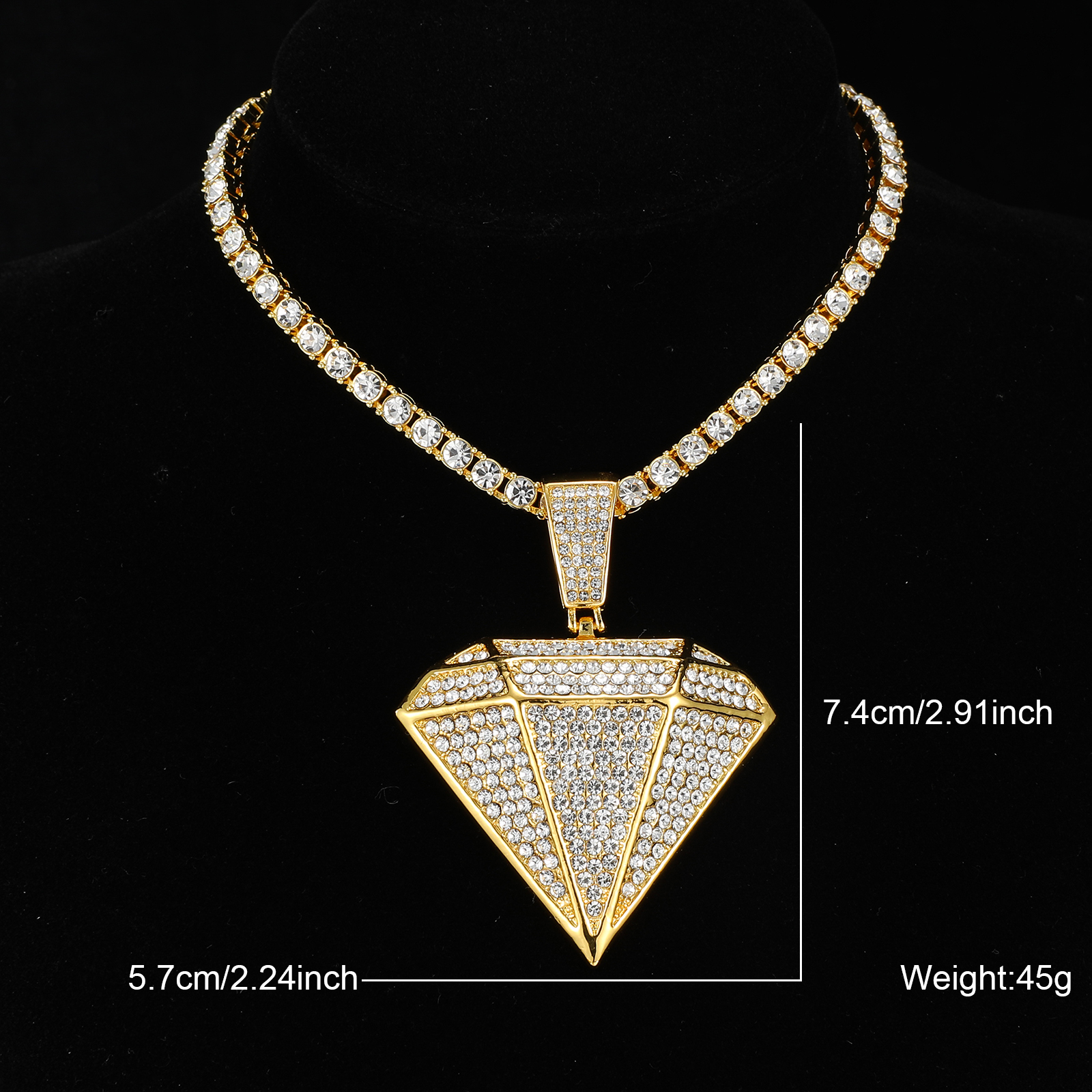 Hip-hop Jewelry Stainless Steel Alloy Inlay Rhinestones Pendant Necklace display picture 4