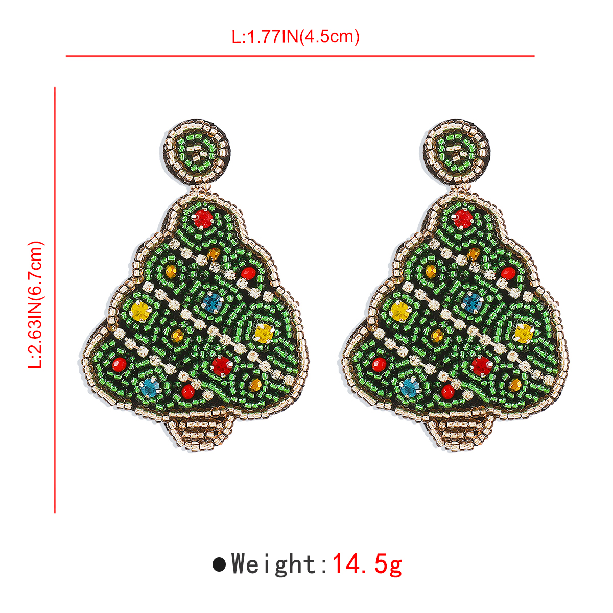 Wholesale Jewelry Simple Style Classic Style Christmas Tree Pu Leather Seed Bead Artificial Crystal Rhinestones Inlay Drop Earrings display picture 6