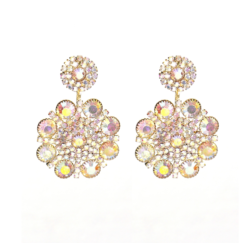 Wholesale Jewelry Elegant Lady Flower Alloy Rhinestones Silver Plated Plating Inlay Drop Earrings display picture 1