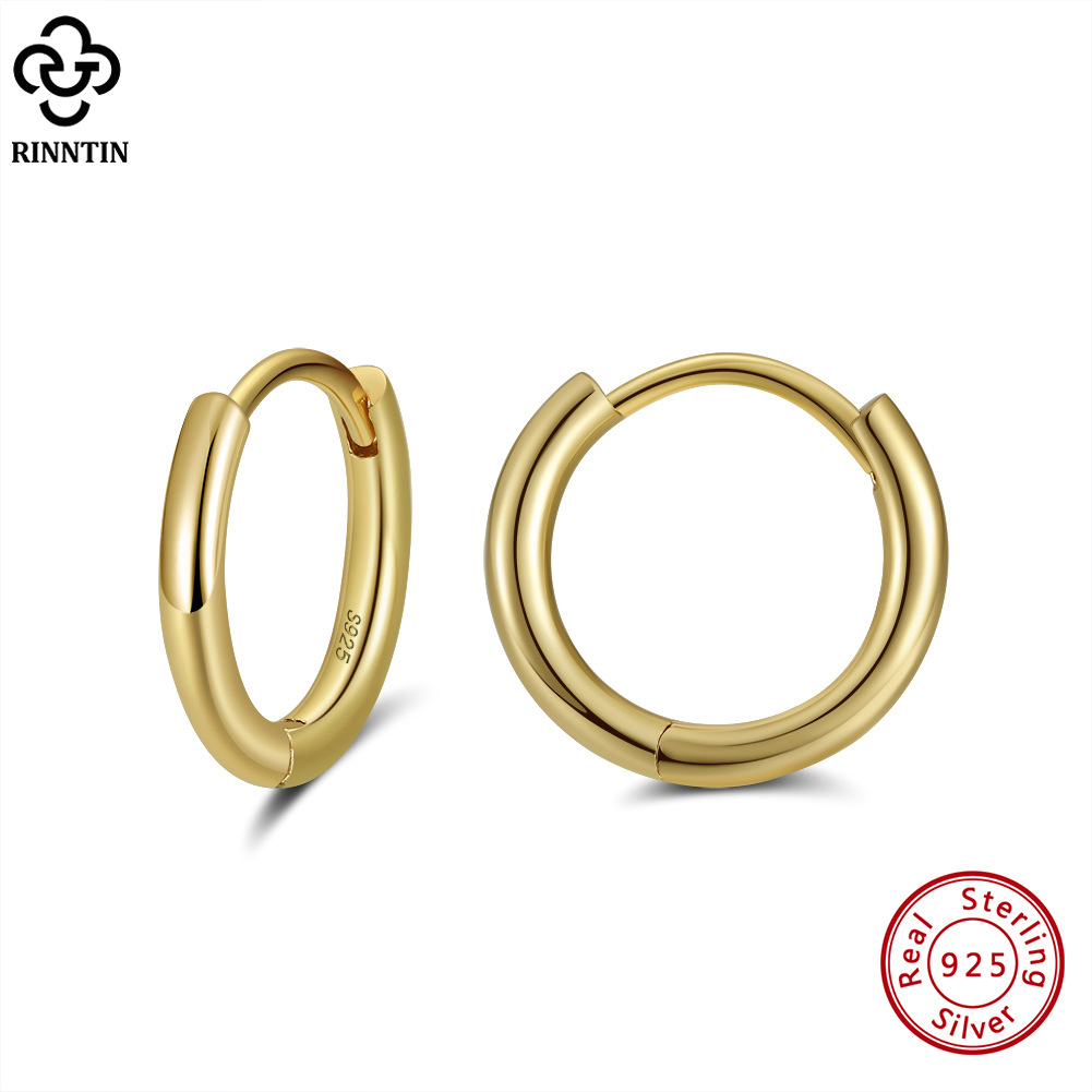 1 Pair Modern Style Classic Style Korean Style Circle Polishing Plating Sterling Silver 14k Gold Plated White Gold Plated Rhodium Plated Hoop Earrings display picture 1