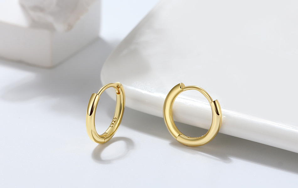 1 Pair Modern Style Classic Style Korean Style Circle Polishing Plating Sterling Silver 14k Gold Plated White Gold Plated Rhodium Plated Hoop Earrings display picture 6