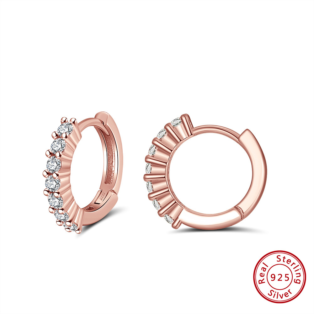 1 Pair Modern Style Classic Style Circle Polishing Plating Inlay Sterling Silver Zircon 14k Gold Plated Rose Gold Plated White Gold Plated Earrings display picture 7
