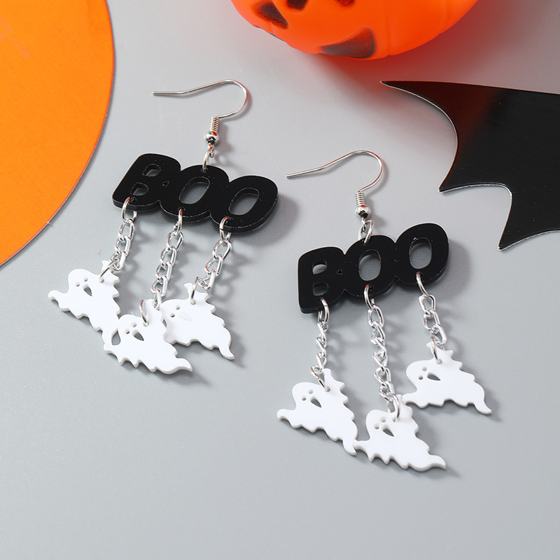 1 Pair Retro Exaggerated Funny Halloween Pattern Arylic Alloy display picture 2