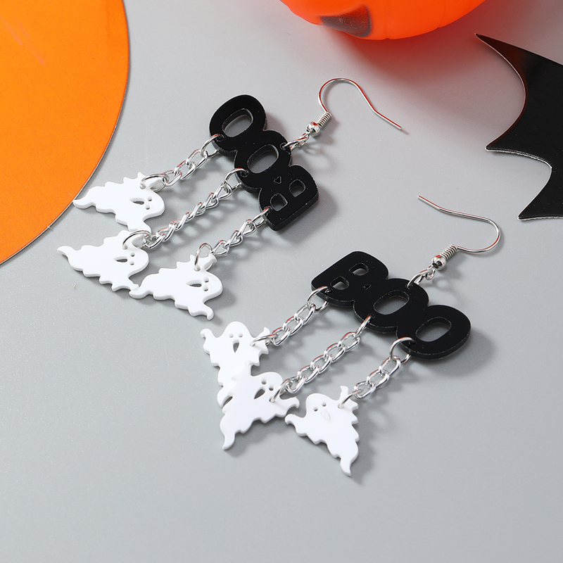 1 Pair Retro Exaggerated Funny Halloween Pattern Arylic Alloy display picture 3