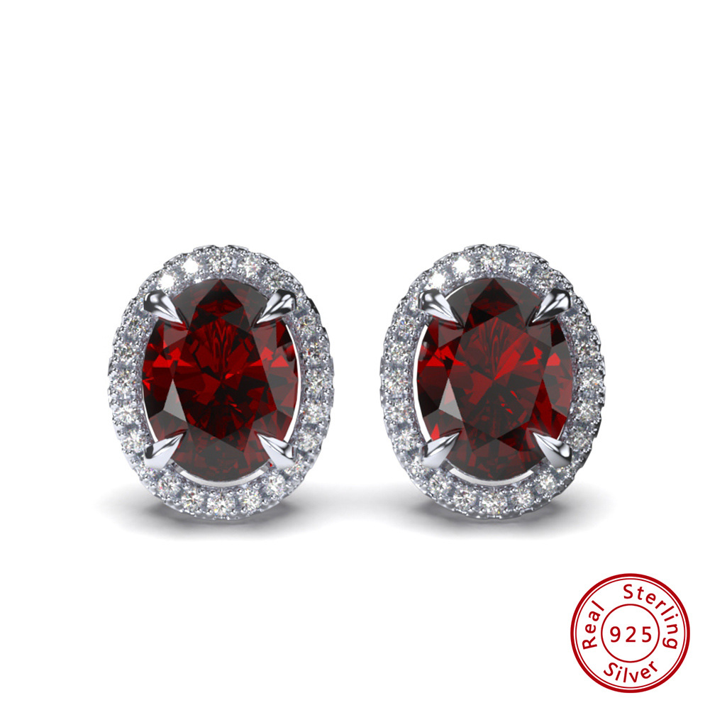 1 Pair Elegant Oval Plating Inlay Sterling Silver Zircon Ear Studs display picture 2