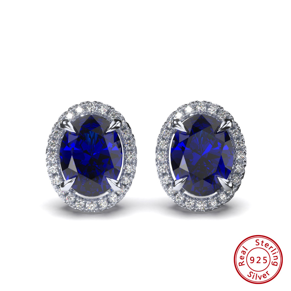 1 Pair Elegant Oval Plating Inlay Sterling Silver Zircon Ear Studs display picture 3