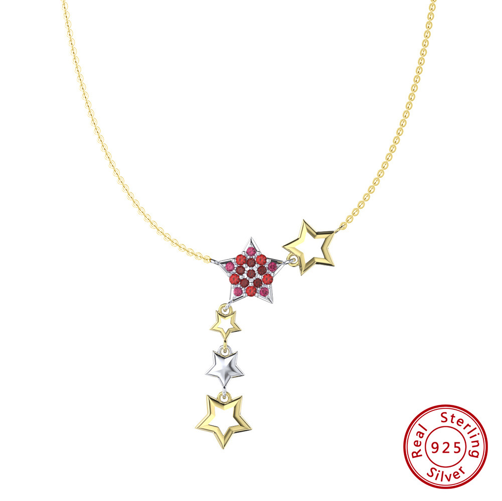 Sweet Simple Style Star Sterling Silver Zircon Pendant Necklace In Bulk display picture 1