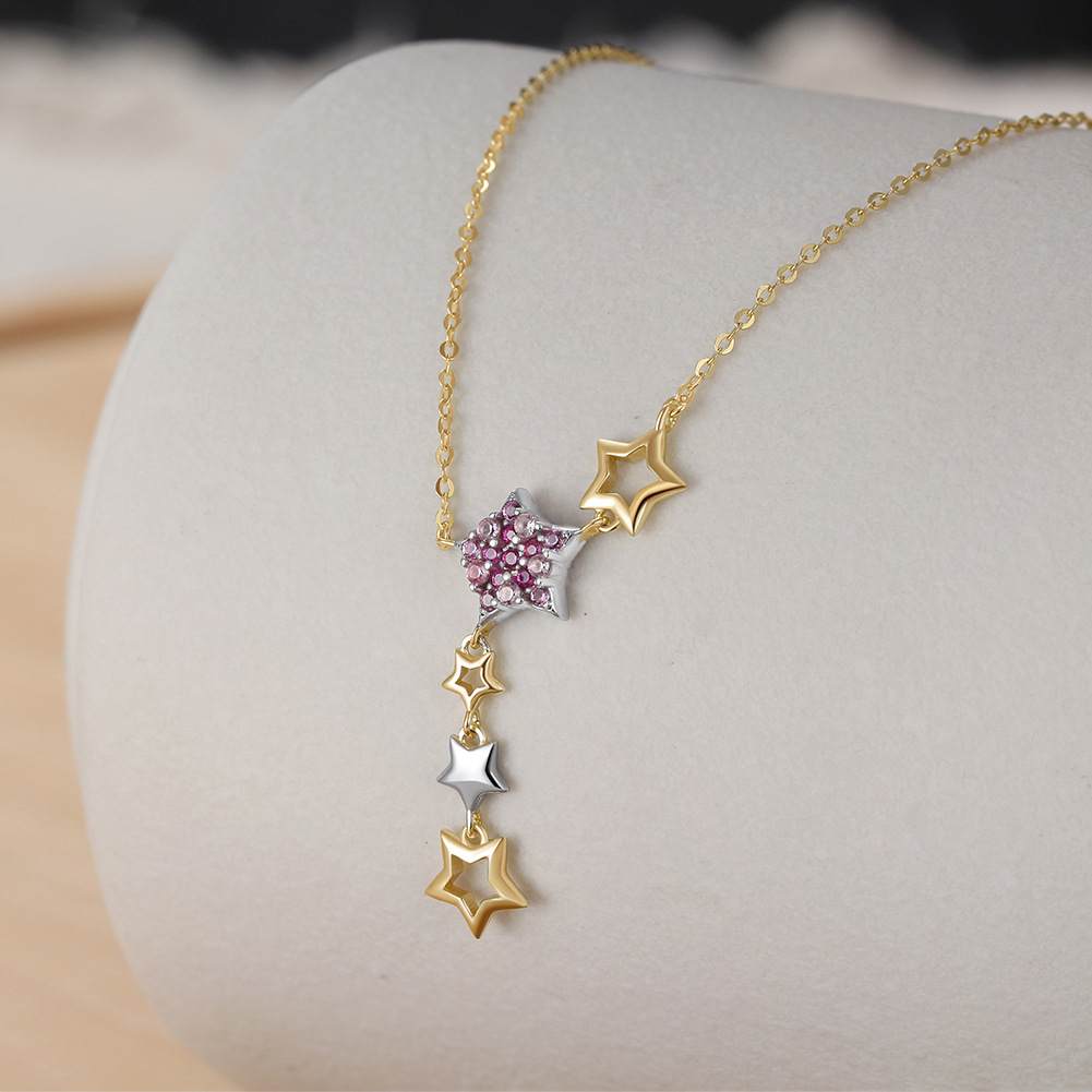 Sweet Simple Style Star Sterling Silver Zircon Pendant Necklace In Bulk display picture 3