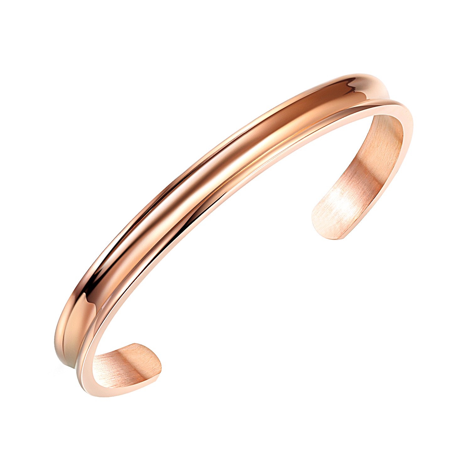Wholesale Simple Style Letter Stainless Steel Plating Rose Gold Plated Bangle display picture 3