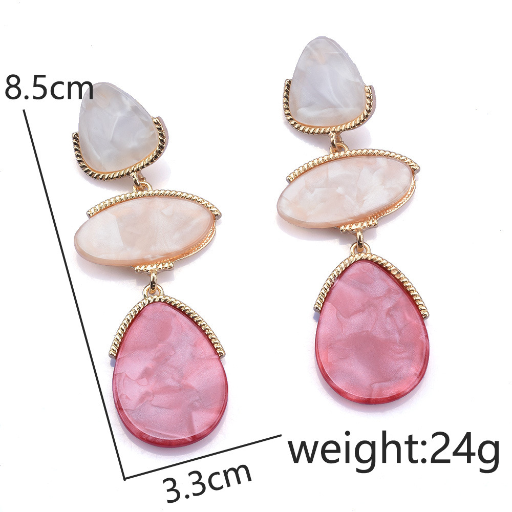 Wholesale Jewelry Retro Water Droplets Metal Resin Plating Inlay Drop Earrings display picture 1