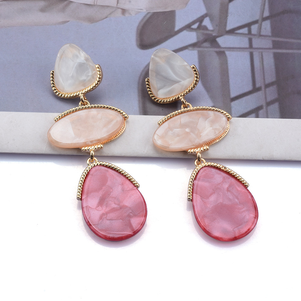 Wholesale Jewelry Retro Water Droplets Metal Resin Plating Inlay Drop Earrings display picture 3