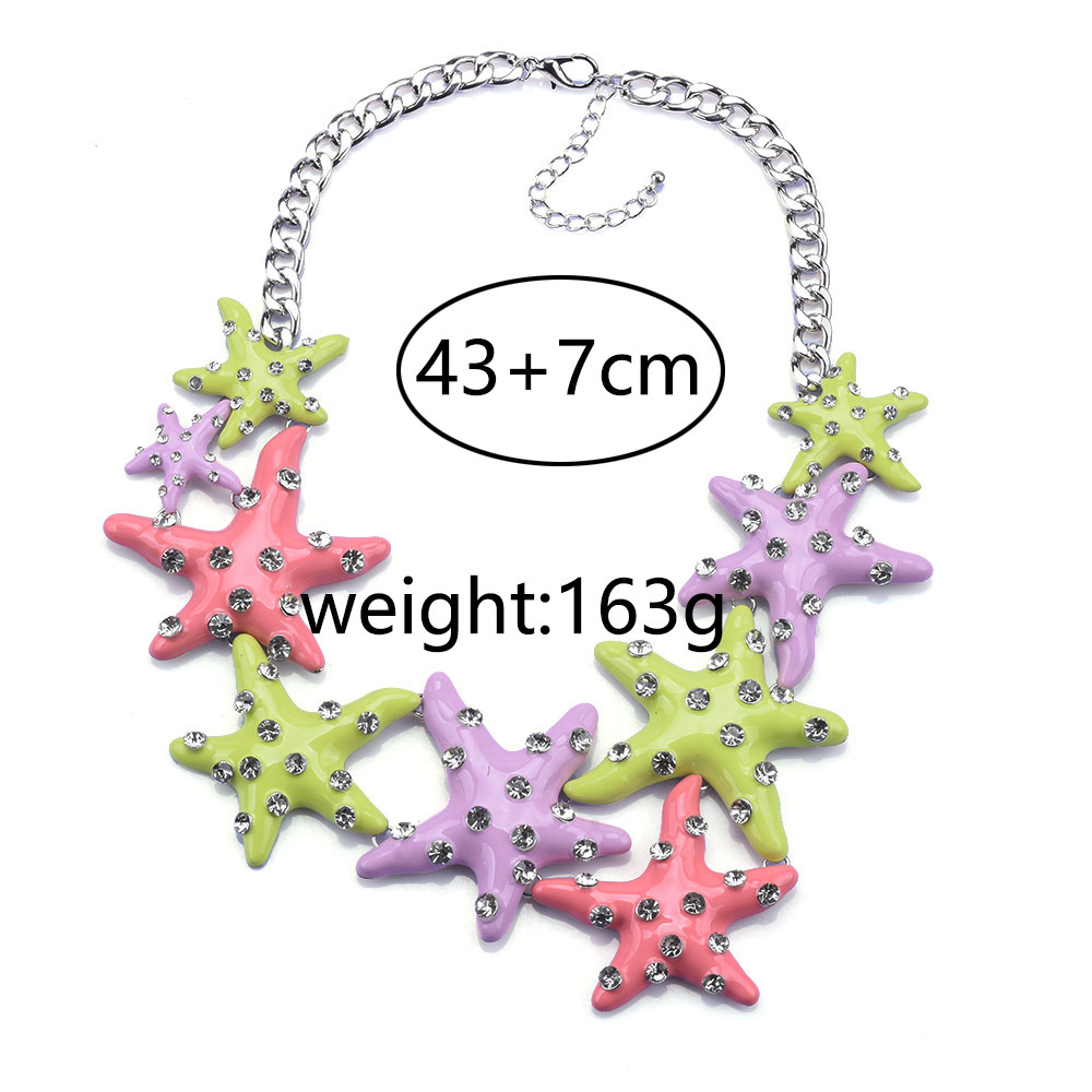 Exaggerated Starfish Alloy Enamel Plating Inlay Artificial Diamond Women's Pendant Necklace display picture 1